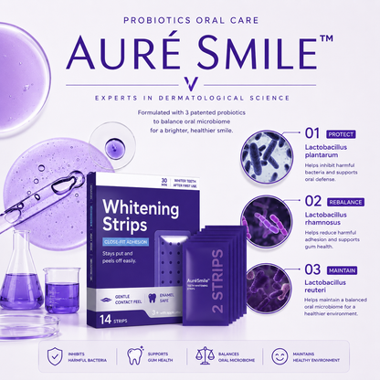 Easy-peel AuréSmile whitening strips application