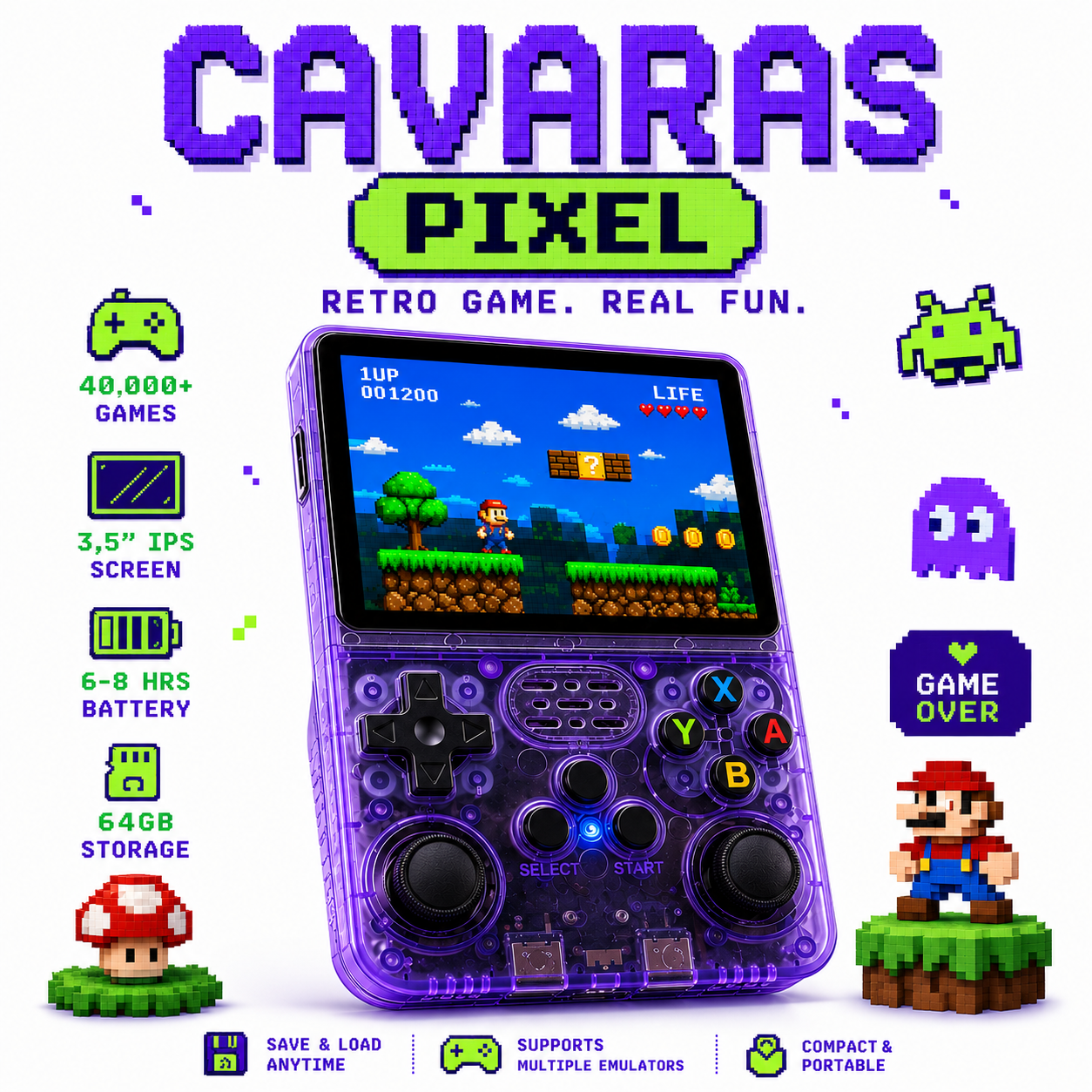 CAVARAS PIXEL - Retro Games Console