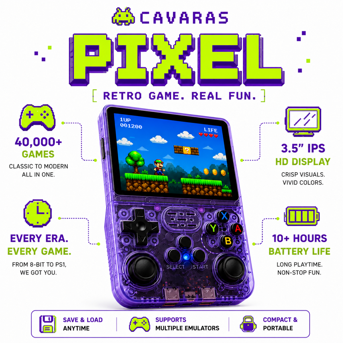 CAVARAS PIXEL - Retro Games Console