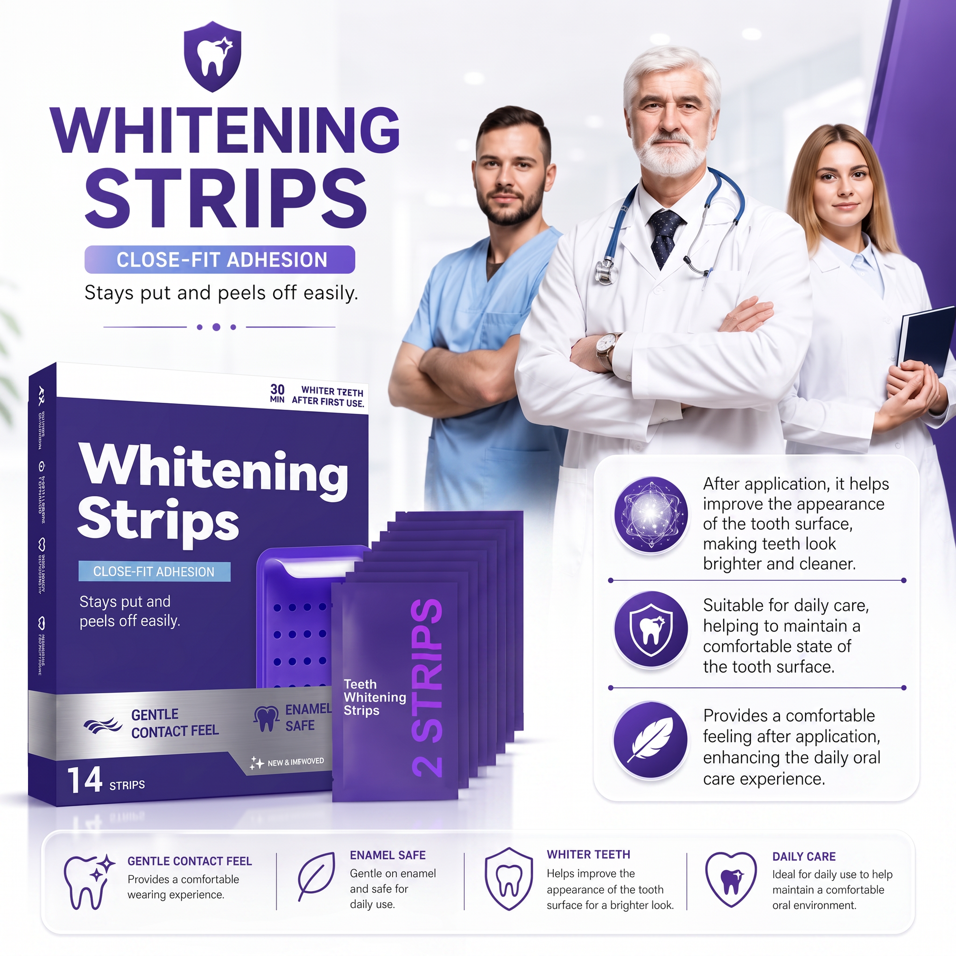 Bright white smile with CAVARAS AuréSmile whitening strips